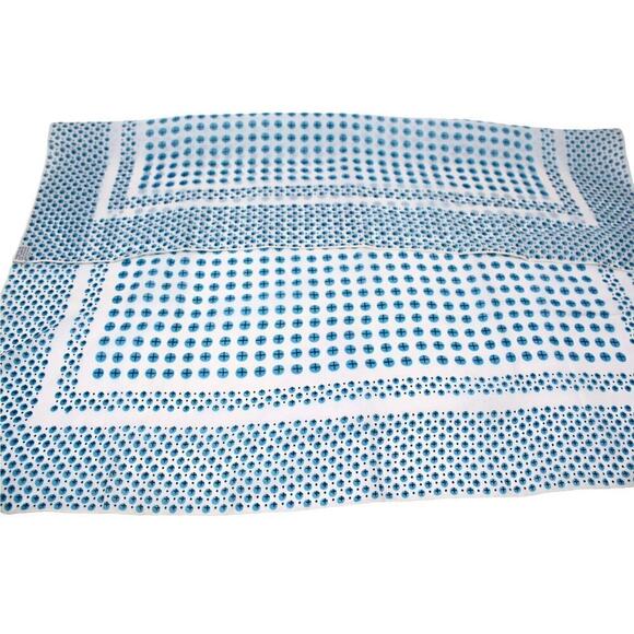 Vintage Turquoise Print Silk Rayon Scarf Made in Japan 22x22" Square - Hey Viv - Picture 4 of 5